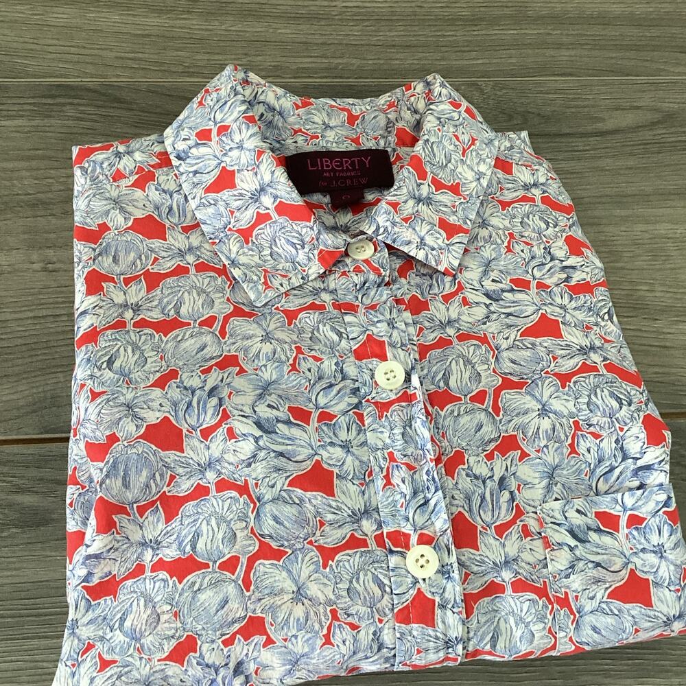 J Crew x Liberty Art Fabric Size 0 Matilda Tulip Floral Print Popover Blouse - Picture 14 of 16